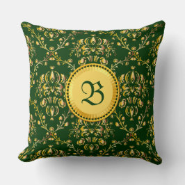 Prachtige middeleeuwse monogram Gold Donk Green Da Kussen