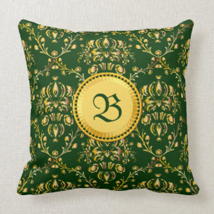 Prachtige middeleeuwse monogram Gold Donk Green Da Kussen