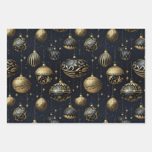 Prachtige Midnight Sparkle Sierlijke Kerstmis Inpakpapier Vel (Voorkant 2)
