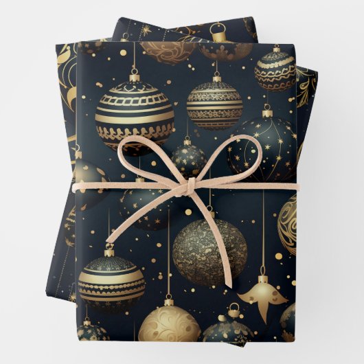 Prachtige Midnight Sparkle Sierlijke Kerstmis Inpakpapier Vel (In situ)