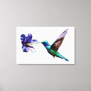 Prachtige minimalistische Hummingbird/Hibiscus Can Canvas Afdruk