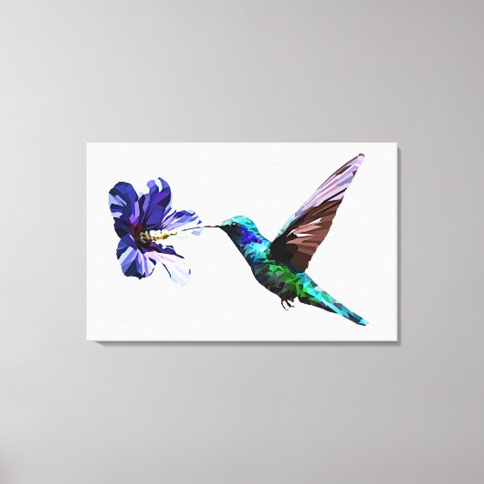 Prachtige minimalistische Hummingbird/Hibiscus Can Canvas Afdruk (Voorkant)