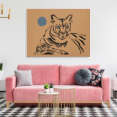 Prachtige minimalistische Mountain Lion Canvas Art (Insitu (Woonkamer))