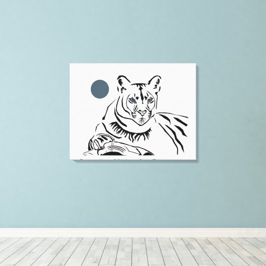 Prachtige minimalistische Mountain Lion Canvas Art (Insitu (Houten vloer))