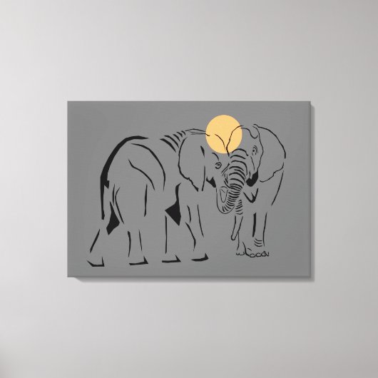 Prachtige minimalistische olifant-schilderkunst canvas afdruk (Voorkant)