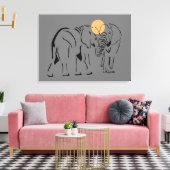 Prachtige minimalistische olifant-schilderkunst canvas afdruk (Insitu (Woonkamer))