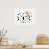 Prachtige minimalistische Poster van olifanten (Keuken)