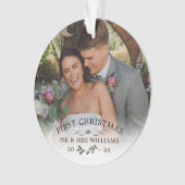 Prachtige Mistletoe Eerste Kerstmis Mr & Mrs Foto Ornament (voorkant)