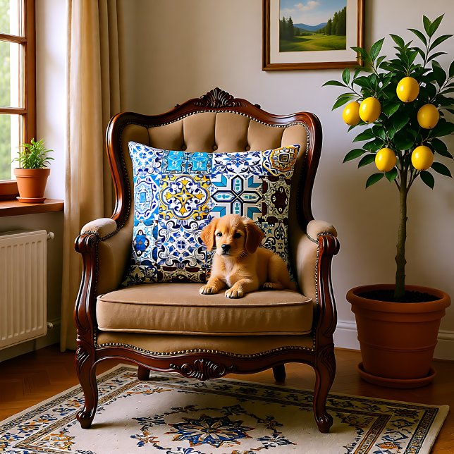 🤩 Prachtige mix van Azulejos Sierkussen (🤩 Beautiful mix of Azulejos Throw Pillow)