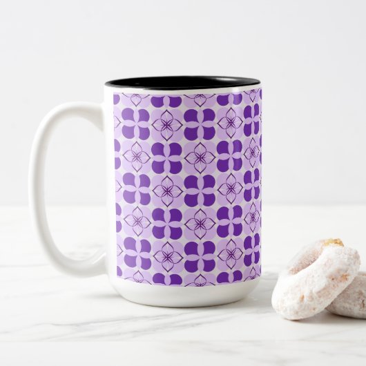 Prachtige moderne bloemen tweekleurige koffiemok (Met donut)