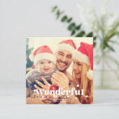 Prachtige | Moderne Boho Retro Tekst Familie Foto Feestdagenkaart (Staand voorkant)