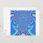 Prachtige moderne cyaan blauwe batik caleidoscoop  briefkaart (Voorkant / Achterkant)