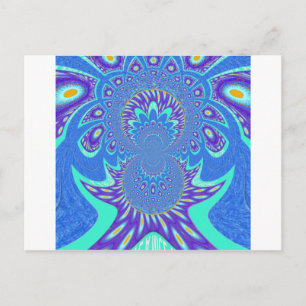 Prachtige moderne cyaan blauwe batik caleidoscoop  briefkaart
