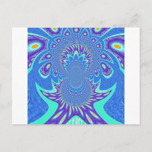 Prachtige moderne cyaan blauwe batik caleidoscoop  briefkaart (Voorkant)