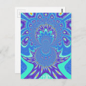 Prachtige moderne cyaan blauwe batik caleidoscoop  briefkaart (Voorkant / Achterkant)