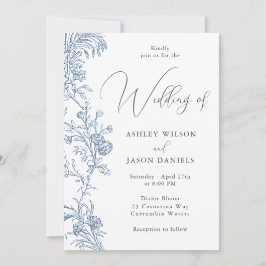 Prachtige moderne elegante bruiloft kaart (Voorkant)