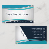 Prachtige moderne gebogen lijnen in blauw visitekaartje (Voorkant / Achterkant)