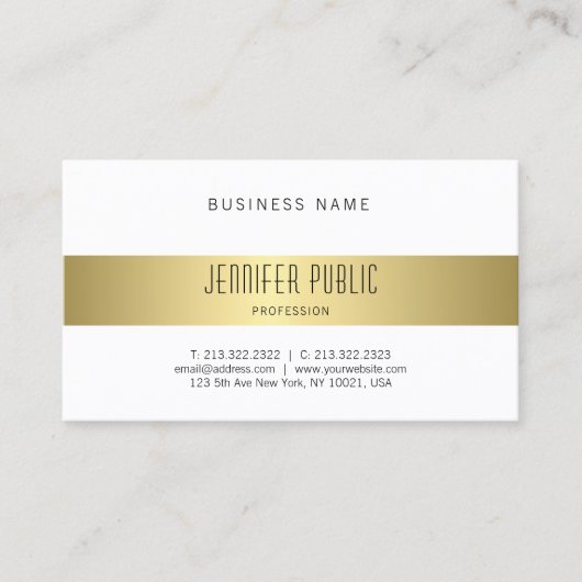 Prachtige, moderne goudvormig design met slim desi visitekaartje (Voorkant)