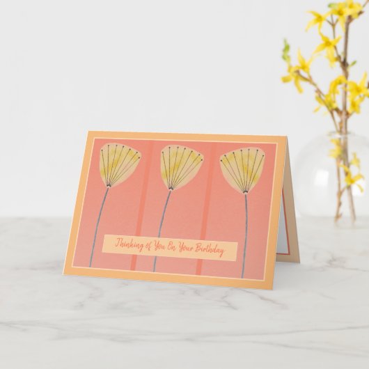 Prachtige moderne ventilatorventilator, Trendy den Kaart (Gele Bloem)