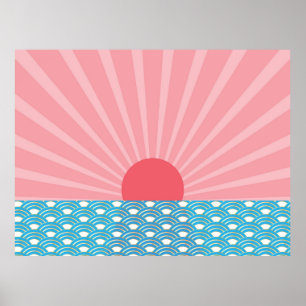 Prachtige moderne vormgeving nieuwjaarzonsopgang poster