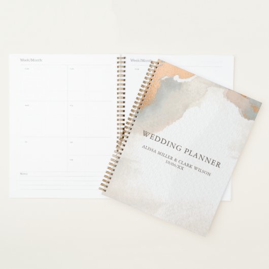 Prachtige, moderne Waterverf Abstract Roos Gold Planner (Display)