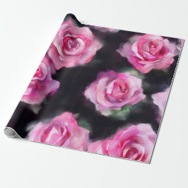 Prachtige moderne Waterverf roze rozen Collectie Cadeaupapier