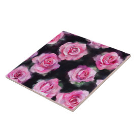 Prachtige moderne Waterverf roze rozen Collectie Tegeltje