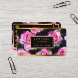 Prachtige moderne Waterverf roze rozen Collectie Visitekaartje