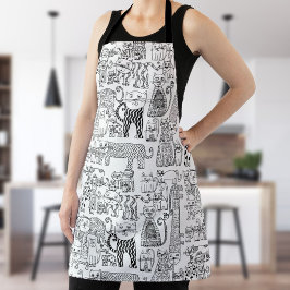 Prachtige moderne zwarte en witte katten en katjes schort