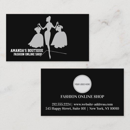 Prachtige moderne zwarte mode visitekaartje (Voorkant / Achterkant)