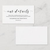 Prachtige moderne zwarte website - Details van onz Informatiekaartje (Voorkant / Achterkant)