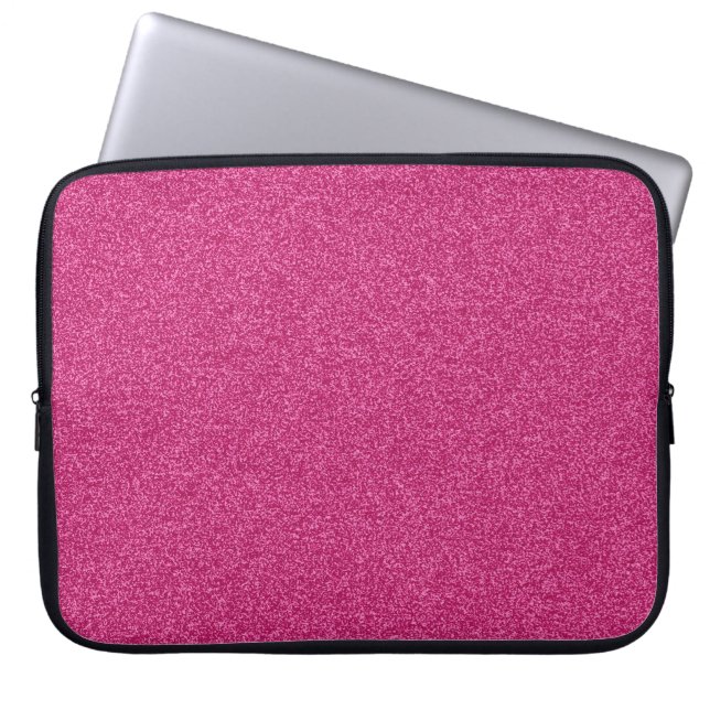 Prachtige, modieus roze glitter laptop sleeve (Voorkant)