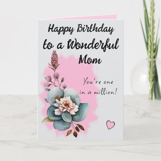 Prachtige moeder bloemenroze verjaardag kaart (Voorkant)