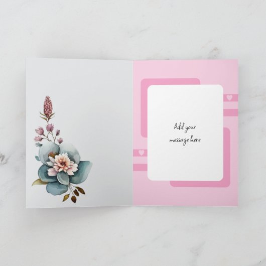 Prachtige moeder bloemenroze verjaardag kaart (Binnen)