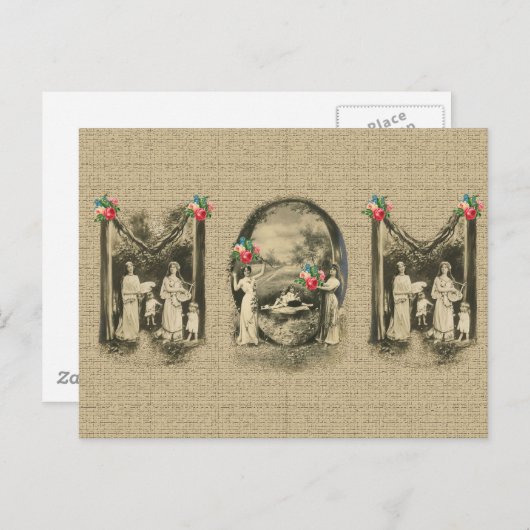 Prachtige  'MOM' moeder en kinderen print Briefkaart (Voorkant / Achterkant)