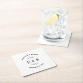 Prachtige monogram bloemige botanische bruiloft ko kartonnen onderzetters (Insitu)