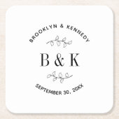 Prachtige monogram bloemige botanische bruiloft ko kartonnen onderzetters (Voorkant)