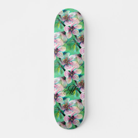 Prachtige monogram van de Japanse Sakura Cherry Persoonlijk Skateboard (Voorkant)