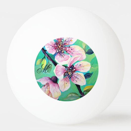 Prachtige monogram van de Japanse Sakura Cherry Pingpongbal (Voorkant)