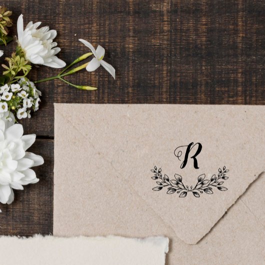 Prachtige  monogram van Leafy Wreath Rubberstempel