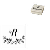 Prachtige  monogram van Leafy Wreath Rubberstempel (Gestempeld)