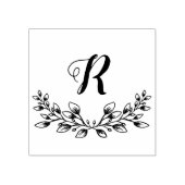 Prachtige  monogram van Leafy Wreath Rubberstempel (Afrduk)