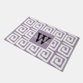 Prachtige monogrammen van de griekse sleutel paars deurmat (Schuin)