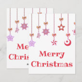 Prachtige, mooie, dunne kerstroze kogels feestdagenkaart (Voorkant / Achterkant)