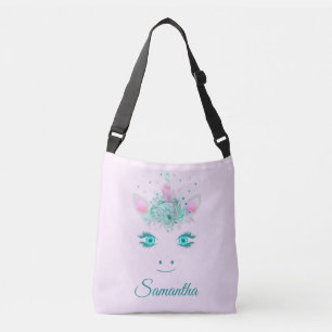 Prachtige Mooie Eenhoorn Bloemen Gezicht 1 Crossbody Tas