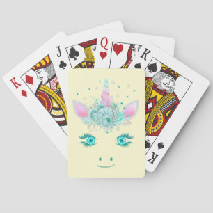 Prachtige Mooie Eenhoorn Bloemen Gezicht 1 Pokerkaarten