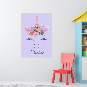 Prachtige Mooie Eenhoorn Bloemen Gezicht 2 Poster