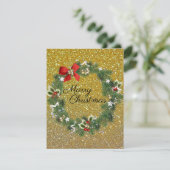 Prachtige, mooie Gold Sparkly-Holiday-kaart Feestdagenkaart (Staand voorkant)