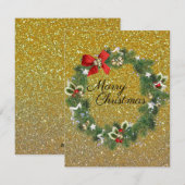 Prachtige, mooie Gold Sparkly-Holiday-kaart Feestdagenkaart (Voorkant / Achterkant)