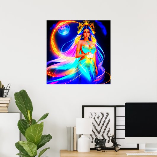 Prachtige Moon Godin Poster (Thuiskantoor)